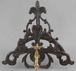 Casa Padrino Art Nouveau garden hose wall holder with tap rustic brown 35 x 21 x H. 35 cm - Garden Accessories