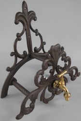 Casa Padrino Art Nouveau garden hose wall holder with tap rustic brown 35 x 21 x H. 35 cm - Garden Accessories