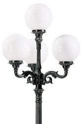 Casa Padrino baroque garden lantern black / white 83 x 83 x H. 255 cm - Elegant outdoor floor lamp made of high quality aluminum and polycarbonate lampshades - Nostalgic garden lighting
