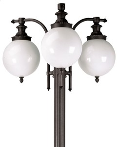 Casa Padrino Jugendstil Gartenlaterne Anthrazit / Weiß 80 x 80 x H. 238 cm - Elegante Außenstehleuchte aus hochwertigem Aluminium und kugelförmigen Acryl Lampenschirmen - Garten Deko Accessoires