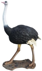 Casa Padrino sculpture décorative oiseau autruche multicolore H. 205 cm - Figurine Animalière Décorative Grandeur Nature - Figurine de Décoration de Jardin Résistante aux Intempéries