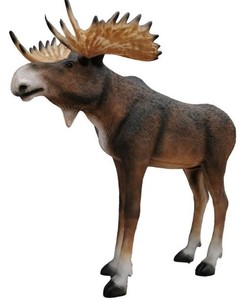 Casa Padrino sculpture décorative orignal brun / blanc / noir 250 x H. 210 cm - Figurine Animalière Décorative Grandeur Nature - Figurine de Décoration de Jardin Résistante aux Intempéries