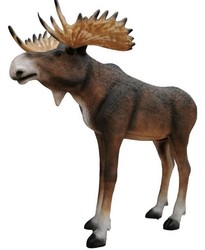 Casa Padrino escultura decorativa alce marrón / blanco / negro 250 x A. 210 cm - Figura Animal Decorativa de Tamaño Natural - Figura Decoración de Jardín Resistente a la Intemperie
