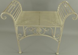 Casa Padrino Art Nouveau garden stool antique cream 68 x 34 x H. 55 cm - Metal stool - Garden & patio furniture