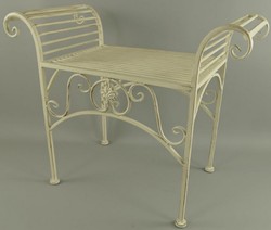 Casa Padrino Art Nouveau garden stool antique cream 68 x 34 x H. 55 cm - Metal stool - Garden & patio furniture