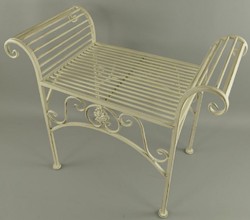 Casa Padrino Art Nouveau garden stool antique cream 68 x 34 x H. 55 cm - Metal stool - Garden & patio furniture