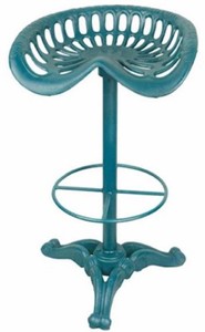 Casa Padrino Art Nouveau bar stool light blue H. 78.5 cm - Cast iron bar stool in rustic industrial design - Garden & Patio Furniture