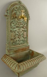Casa Padrino Art Nouveau wall fountain light green / rust 36 x 24 x H. 65 cm - Nostalgic garden decoration fountain with faucet - Garden Accessories