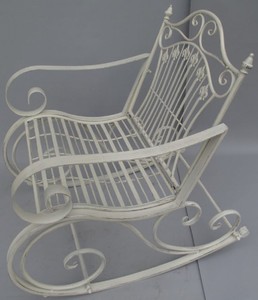 Casa Padrino Art Nouveau metal rocking chair rustic white 65 x 90 x H. 90 cm - Nostalgic Garden & Patio Furniture