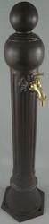 Casa Padrino Art Nouveau garden water column rustic brown / brass Ø 23 x H. 97 cm - Nostalgic aluminum water dispenser with faucet - Garden Accessories