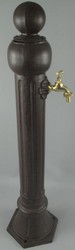 Casa Padrino Art Nouveau garden water column rustic brown / brass Ø 23 x H. 97 cm - Nostalgic aluminum water dispenser with faucet - Garden Accessories