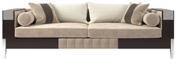 Casa Padrino divano in velluto Art Déco di lusso beige / marrone scuro / argento 257 x 84 x A. 83 cm - Divano nobile da soggiorno - Qualità di Lusso - Mobili Art Déco