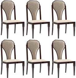 Casa Padrino ensemble de chaises de salle à manger Art Déco de luxe beige / marron foncé / argent 55 x 55 x H. 110 cm - Ensemble de 6 chaises de cuisine noble - Mobilier de Salle à Manger Art Déco Casa Padrino ensemble de chaises de salle à manger Art Déco de luxe beige / marron foncé / argent 55 x 55 x H. 110 cm - Ensemble de 6 chaises de cuisine noble - Mobilier de Salle à Manger Art Déco