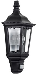Jugendstil Außenwandleuchte Schwarz, Außenleuchte mit Bewegungsmelder Schwarz, Art Nouveau Outdoor Wall Lamp Black, Outdoor Lamp with Motion Detector Black