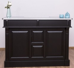 Casa Padrino comptoir de bar de style campagnard noir / argent 150 x 65 x H. 107 cm - Comptoir de bar en bois massif avec plateau de table galvanisé - Meuble bar style campagnard