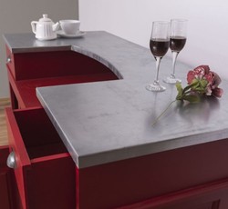 Landhausstil Theke Rot Silber, Massivholz Theke, Landhausstil Massivholz Thekentisch, Country Style Counter Red Silver, Solid Wood Counter, Country Style solid Wood Counter Table