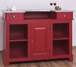 Landhausstil Theke Rot Silber, Massivholz Theke, Landhausstil Massivholz Thekentisch, Country Style Counter Red Silver, Solid Wood Counter, Country Style solid Wood Counter Table