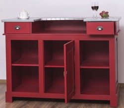 Landhausstil Theke Rot Silber, Massivholz Theke, Landhausstil Massivholz Thekentisch, Country Style Counter Red Silver, Solid Wood Counter, Country Style solid Wood Counter Table