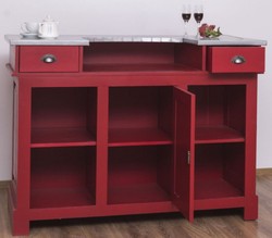 Landhausstil Theke Rot Silber, Massivholz Theke, Landhausstil Massivholz Thekentisch, Country Style Counter Red Silver, Solid Wood Counter, Country Style solid Wood Counter Table