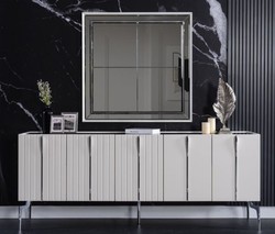 Casa Padrino armadio Art Déco di lusso bianco / nero / argento 208 x 44 x A. 84 cm - Nobile armadio con 5 ante - Mobili Art Deco