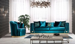 Casa Padrino sillón de salón de lujo turquesa / oro 80 x 80 x A. 90 cm - Muebles de salón de lujo