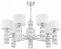 Casa Padrino lustre design argent / blanc Ø 80 x H. 37,2 cm - Lustre en métal moderne avec des éléments en verre élégants et des abat-jour ronds