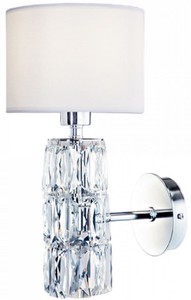Casa Padrino lampada da parete di design argento / bianco 15 x 19 x A. 31 cm - Lampada da parete moderna in metallo con eleganti elementi in vetro e paralume rotondo