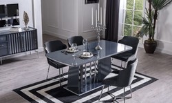 Casa Padrino luxury dining table blue / silver 182 x 92 x H. 77 cm - Dining room table - Kitchen table - Noble dining room furniture