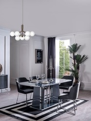 Casa Padrino luxury dining table blue / silver 182 x 92 x H. 77 cm - Dining room table - Kitchen table - Noble dining room furniture