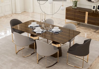 Casa Padrino set da pranzo di lusso - 1 Tavolo da Pranzo e 6 Sedie da Pranzo - Mobili da cucina - Mobili da sala da pranzo - Qualità di Lusso