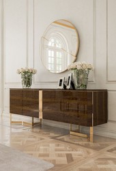 Casa Padrino set per soggiorno di lusso marrone / oro - 1 Armadio del Soggiorno e 1 Specchio a Parete - Armadio con specchio - Mobili soggiorno - Qualità di Lusso