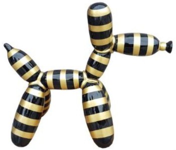 Casa Padrino sculpture de décoration design ballon chien noir / or rayé 62 x H. 57 cm - Figurine animalière décorative - Figurine décorative résistante aux intempéries Casa Padrino sculpture de décoration design ballon chien noir / or rayé 62 x H. 57 cm - Figurine animalière décorative - Figurine décorative résistante aux intempéries