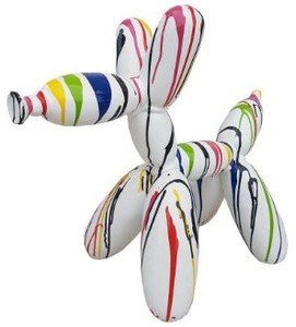 Casa Padrino sculpture de décoration design ballon chien blanc / multicolore 62 x H. 57 cm - Figurine animalière décorative - Figurine décorative résistante aux intempéries