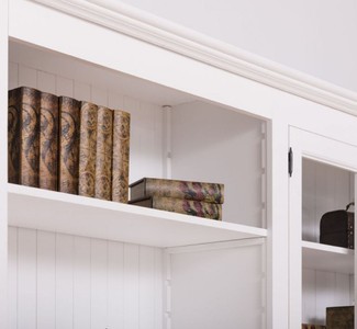 Casa Padrino Landhausstil Bücherschrank Weiß 300 x 50 x H. 230 cm - Massivholz Schrank - Wohnzimmerschrank - Büroschrank - Landhausstil Möbel