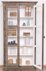 Casa Padrino country style showcase brown / white 109 x 40 x H. 210 cm - Solid wood cabinet with 2 glass doors - Display cabinet - Country Style Furniture
