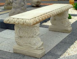 Casa Padrino garden bench in oriental style white gray 140 x 38 x H. 50 cm - Park bench - Patio bench - Garden & Patio Furniture