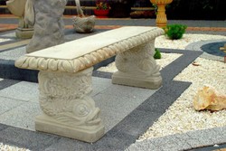 Casa Padrino garden bench in oriental style white gray 140 x 38 x H. 50 cm - Park bench - Patio bench - Garden & Patio Furniture