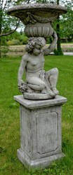 Casa Padrino escultura de decoración de jardín Art Nouveau con maceta y pedestal gris Ø 60 x A. 159 cm - Accesorios de decoración de jardines y terrazas magnífica 