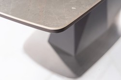 Casa Padrino mesa de comedor de lujo gris / antracita mate 160-210 x 90 x A. 76 cm - Mesa de comedor moderna extensible con placas de cerámica en aspecto mármol - Muebles de comedor de lujo