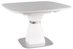 Casa Padrino table de salle à manger de luxe blanc mat / argent 120-160 x 120 x H. 76 cm - Table de salle à manger extensible moderne avec verre trempé - Meubles de salle à manger