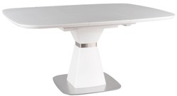 Casa Padrino table de salle à manger de luxe blanc mat / argent 120-160 x 120 x H. 76 cm - Table de salle à manger extensible moderne avec verre trempé - Meubles de salle à manger