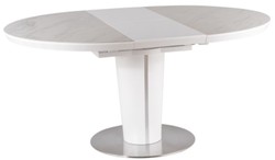 Casa Padrino mesa de comedor de lujo blanco mate / gris / plata 120-160 x 120 x A. 76 cm - Mesa de comedor moderna extensible con placas de cerámica en aspecto mármol - Muebles de Cocina
