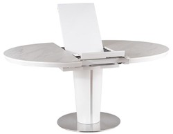 Casa Padrino mesa de comedor de lujo blanco mate / gris / plata 120-160 x 120 x A. 76 cm - Mesa de comedor moderna extensible con placas de cerámica en aspecto mármol - Muebles de Cocina