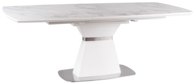 Casa Padrino tavolo da pranzo di lusso bianco / bianco opaco / argento 160-210 x 90 x A. 76 cm - Tavolo da pranzo moderno allungabile con piatti in ceramica effetto marmo - Mobili per sala da pranzo