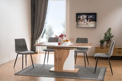 Casa Padrino tavolo da pranzo di design naturale / bianco opaco 120-160 x 80 x A. 76 cm - Tavolo da cucina moderno allungabile rettangolare - Mobili da Cucina
