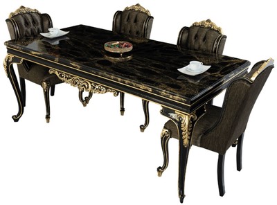 Luxus Barock Esszimmer Set, Barock Esstisch mit 6 Stühlen, Barock Esszimmer Möbel, Luxury Baroque Dining Room Set, Baroque Dining Table with 6 Chairs, Baroque Dining Room Furniture
