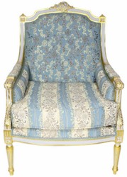 Casa Padrino poltrona lounge trono barocco con elegante motivo turchese / crema / bianco / oro 70 x 70 x A. 100 cm - Mobili Barocchi
