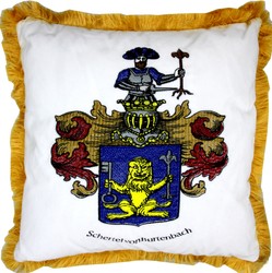 Casa Padrino luxury decorative pillow coat of arms Freiherr Schertel by Burtenbach white / gold Casa Padrino luxury decorative pillow coat of arms Freiherr Schertel by Burtenbach white / gold