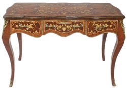 Casa Padrino bureau baroque marron / laiton 140 x 60 x H. 80 cm - Table de bureau fait main en bois massif avec 3 tiroirs et applications en métal massif - Mobilier de Bureau Baroque