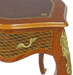 Casa Padrino baroque desk brown / brass 160 x 70 x H. 80 cm - Handcrafted solid wood office table with 3 drawers and solid metal applications - Baroque Office Furniture